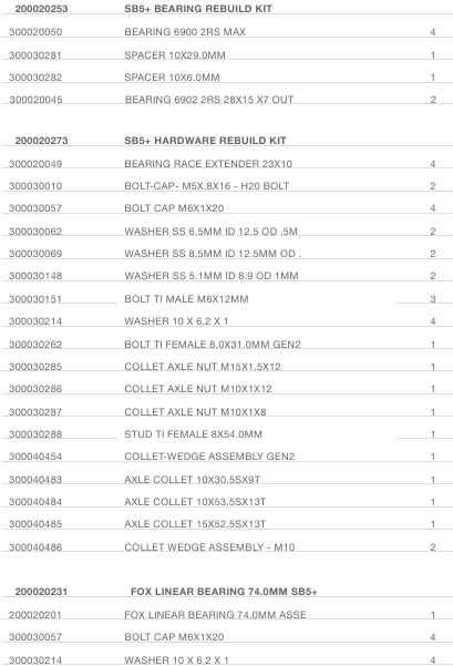 REBUILD KITS - Part 2