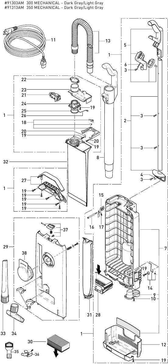 300 | 350 MECHANICAL SCHEMATISCHE EN ONDERDELENLIJST
