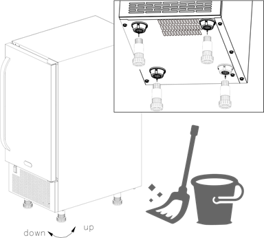 De ijsmachine waterpas stellen