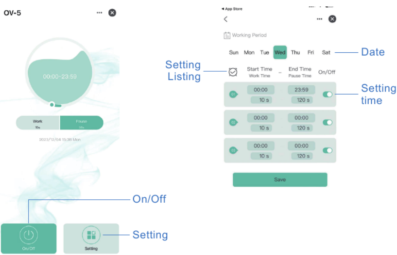 Modusbediening met de AIR.ai-app