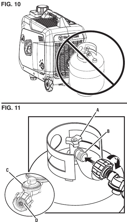 OPERATION - CONNECTING LP GAS CYLINDER TO THE UNIT