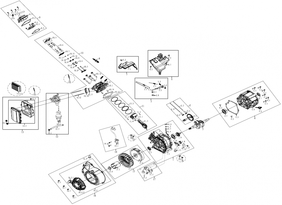 Ontplofte tekening - Deel 1 - Motor