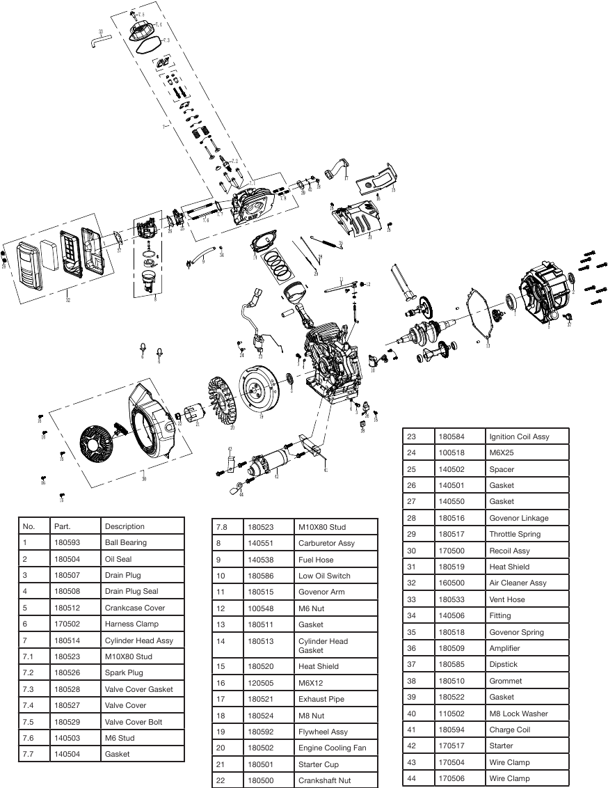 WH7500v ENGINE VIEW