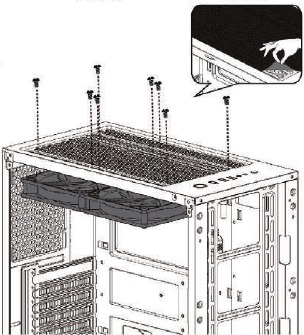 Onderdelenplaatsing - Bovenste ventilator installatie