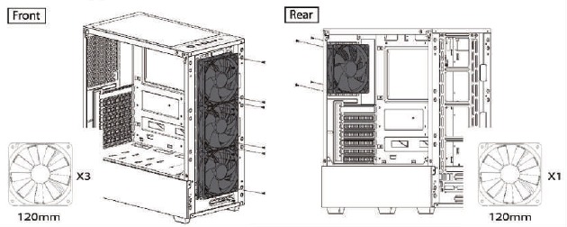 Installatie ventilator voorzijde/achterzijde