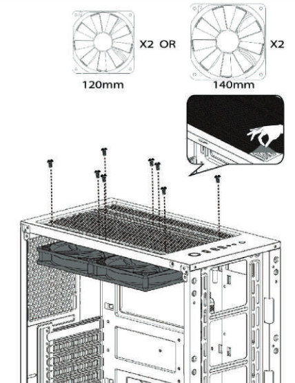 Installatie ventilator bovenzijde 