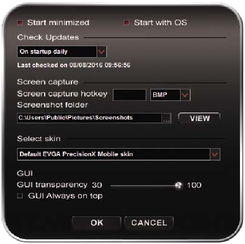 Precision X Mobile configureren - Tabblad Opties
