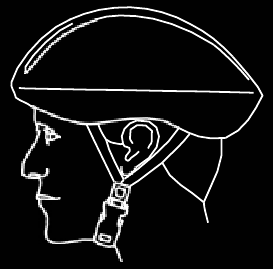 Helm bedekt voorhoofd