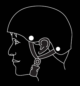 een helm past goed als deze het voorhoofd bedekt