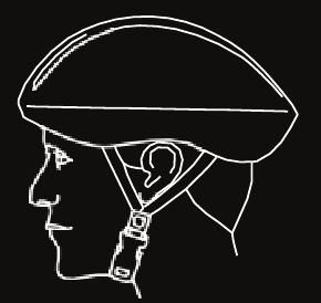 Afbeelding van een persoon met een helm die de juiste pasvorm heeft.