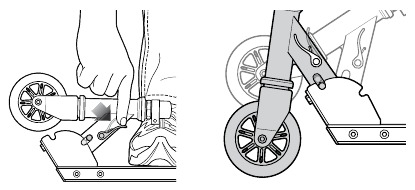 De scooter inklappen en uitklappen