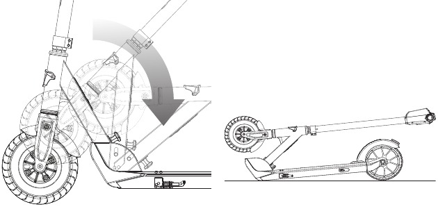 Scooter inklappen - Stap 3 - Laat de T-balk zakken om in te klappen