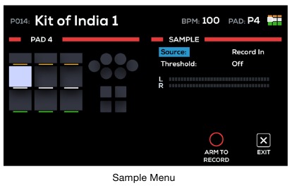 Om een sample op te nemen om te gebruiken met de Strike MultiPad
