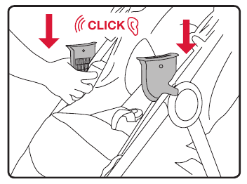 De babyautostoelontvangers bevestigen