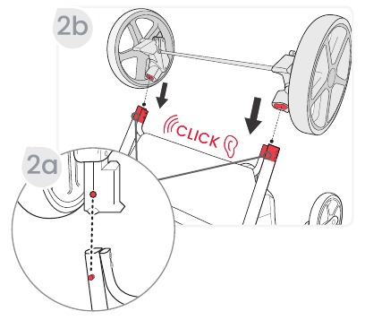 De achterwielen installeren - Stap 1