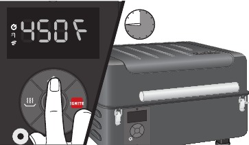 Eerste keer stoken - Stap 8 - Druk op de knop IGNITE (ONTSTEKEN)