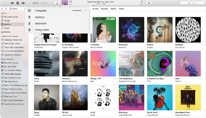 Muziek afspelen vanaf iTunes op Mac en Windows pc
