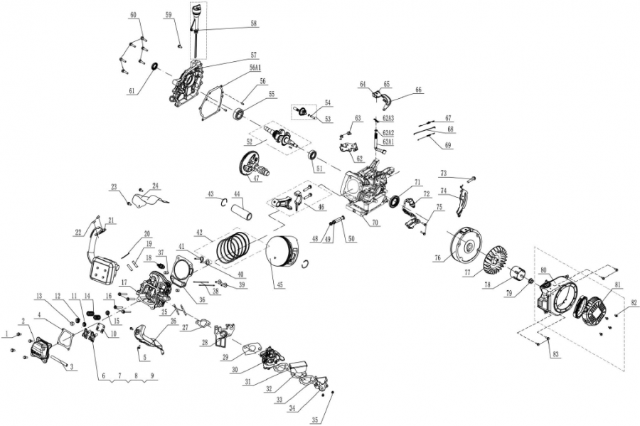 ONTPLOFTE TEKENING MOTOR
