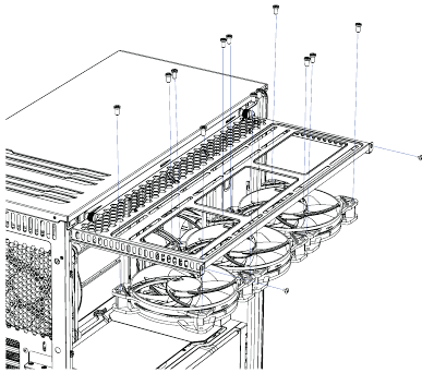 INSTALLATIE VAN COMPONENTEN - Bovenste radiator, ventilatoren - Stap 2