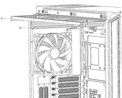 Ventilatoren of radiatoren installeren op de verwijderbare bovenste beugel - Stap 1