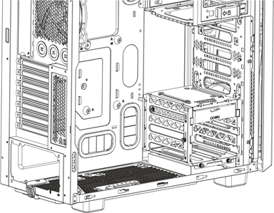 INSTALLATIE VAN DE 3-BAY HDD-KOOI IN DE 5,25 BAY - Stap 1
