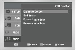 Afbeelding van het VCR-scherm met de gemarkeerde opties voor de variabele zoekfunctie.