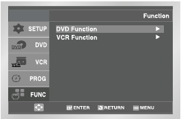 Schermafbeelding van het dvd-functiemenu