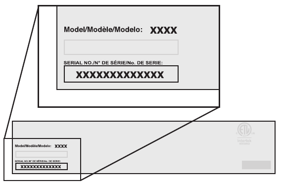 Blackstone serienummer en modelnummer label