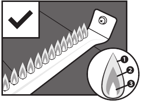 Diagram van een gezonde en ongezonde vlam
