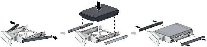 Schijven installeren - Stap 2 - 3,5-inch schijven plaatsen