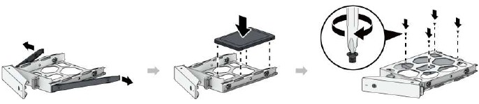 Schijven installeren - Stap 3 - 2,5-inch schijven plaatsen