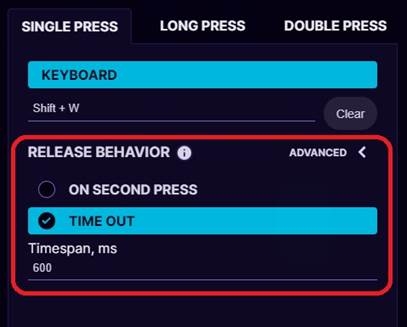 Geavanceerde instellingen &ndash; Release behavior