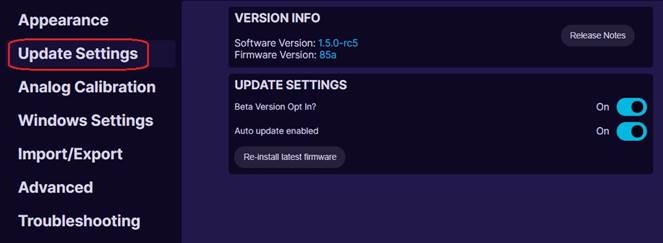 UPDATE-INSTELLINGEN