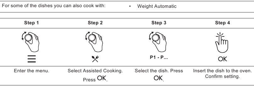 Instellen: Assisted Cooking