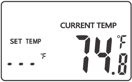 Het scherm geeft SET TEMP en het pictogram weer
