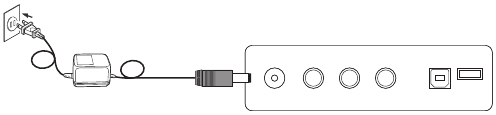 De stroomadapter gebruiken