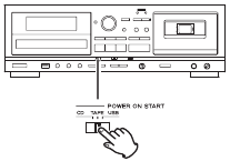 zet de POWER ON START CD-TAPE-USB-schakelaar op de gewenste bron