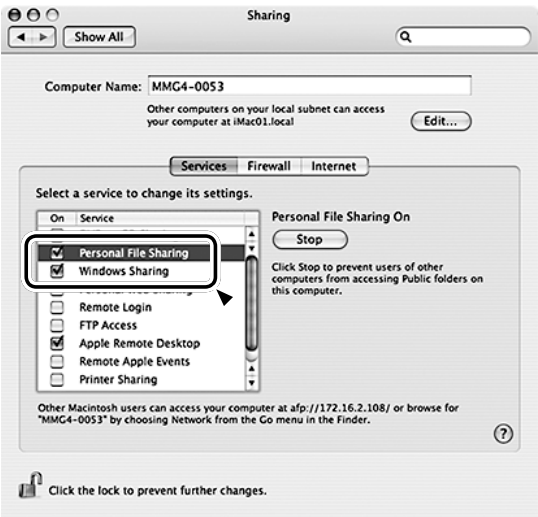 Voorb. voor Gedeelde mappen (Mac OSX 10.2.1 tot 10.4.11) - Stap 1