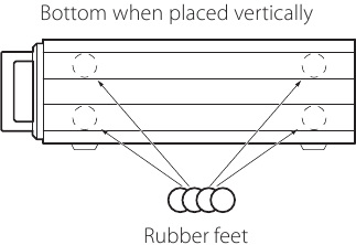 De rubberen voetjes bevestigen voor verticale plaatsing