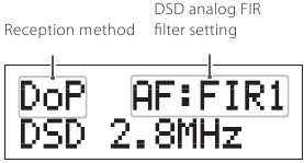 Voorbeeld wanneer MODE DISP=ON, DSD AF=FIR1