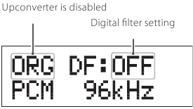 Voorbeeld wanneer MODE DISP=ON, UPCONV=OFF, DF=OFF