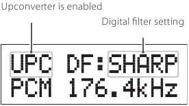 Voorbeeld wanneer MODE DISP=ON, UPCONV=ON, DF=SHARP