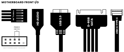 De front I/O-kabels aansluiten