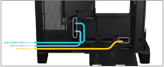 VOORKANT I/O - I/O KABELS AANSLUITEN OP HET MOEDERBORD