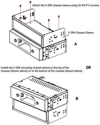 De 2-DIN chassis sleeve installeren