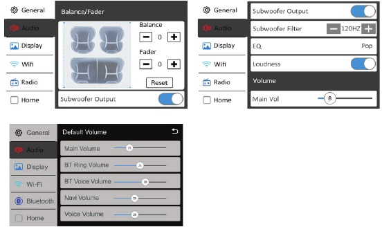 Menu's voor audioaanpassing