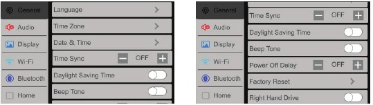 Algemene bediening - Menu Instellingen