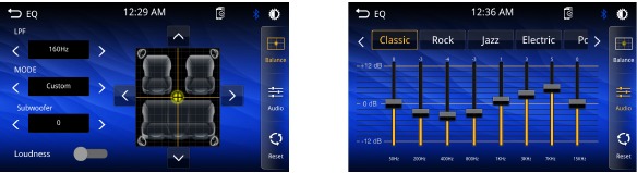 Audiobediening - Equalizermenu