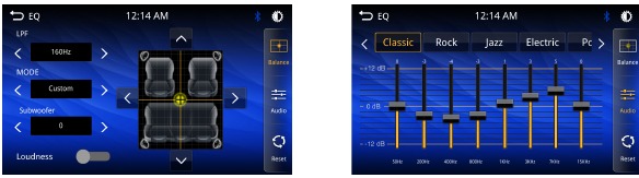 Audiobediening - Equalizermenu