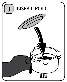 Plaats &eacute;&eacute;n verse koffiepad